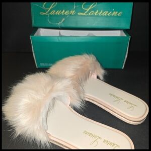 Lauren Lorraine Women's Beige Fur Slippers